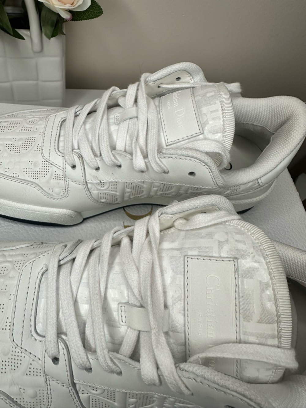 Christian Dior One Sneaker Oblique White Deep Blue Size 37.5 Authentic Luxury - Picture 11 of 16